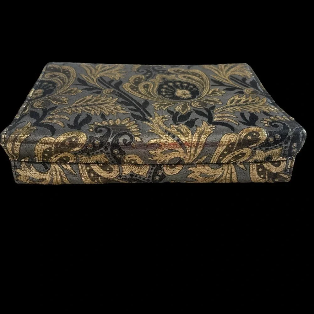 Vintage 1980s Metallic Paisley Brocade Envelope Clutch Purse Leon of California